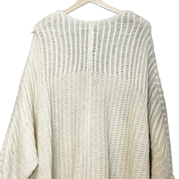 Free People Wool Alpaca Oversized Sweater Dress Size M Pockets Loose Knit Ivory - Picture 7 of 14